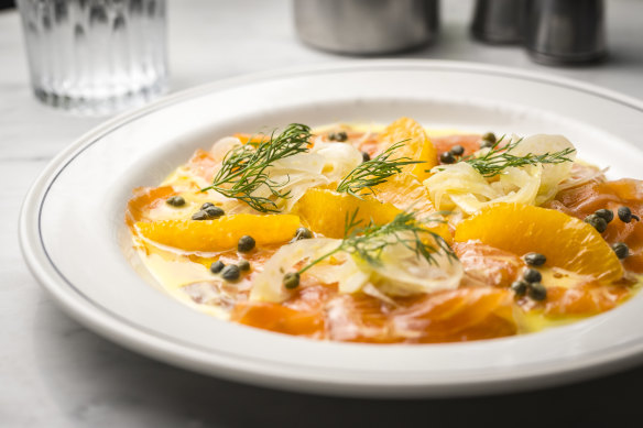 Cured salmon, orange, fennel and capers at Florentino Cellar Bar.