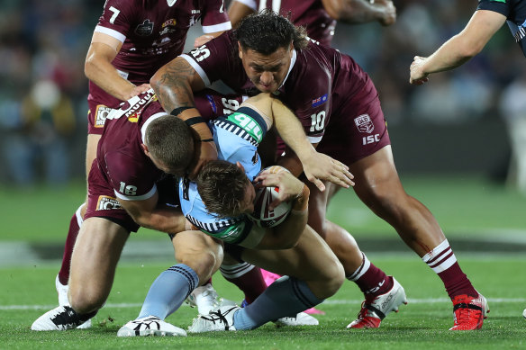 The sickening injury which ended Murray’s Origin campaign early last November.