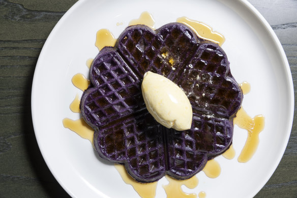 Ube waffle from Sydney-based Kiln chef Mitch Orr.