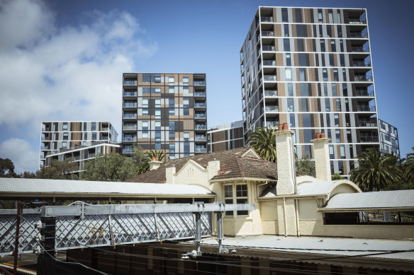 Apartment buildings tower over Toorak railway station already.