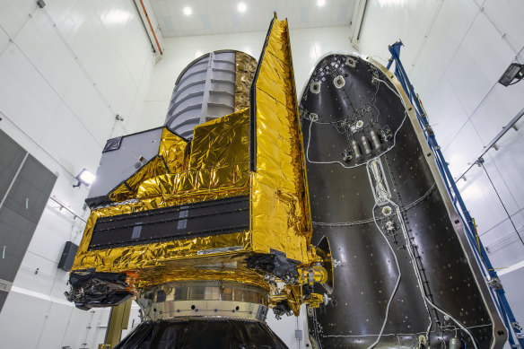 The Euclid space telescope being prepared for launch from Cape Canaveral, Florida.