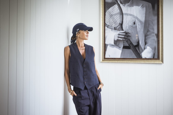Designer Pip Edwards in the Ralph Lauren marquee at the Australian Open. 