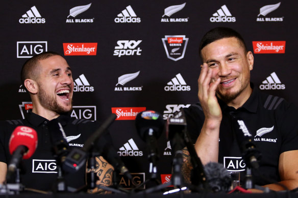 TJ Perenara and Sonny Bill Williams during their time together with the All Blacks in 2018.