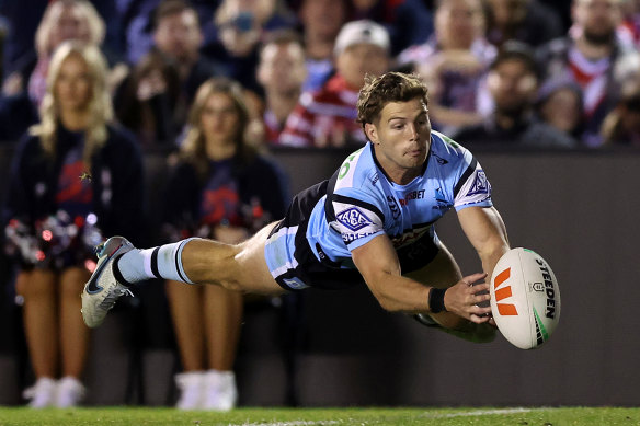 Blayke Brailey will play his 150th game for the Sharks on Saturday.