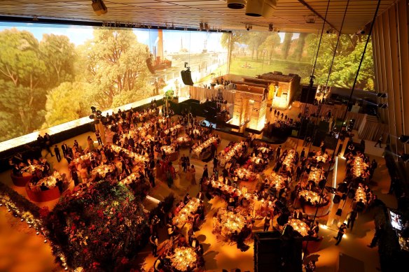 An aerial view of the dining hall at the 2022 Met Gala. Guests are officially banned from taking photos inside.