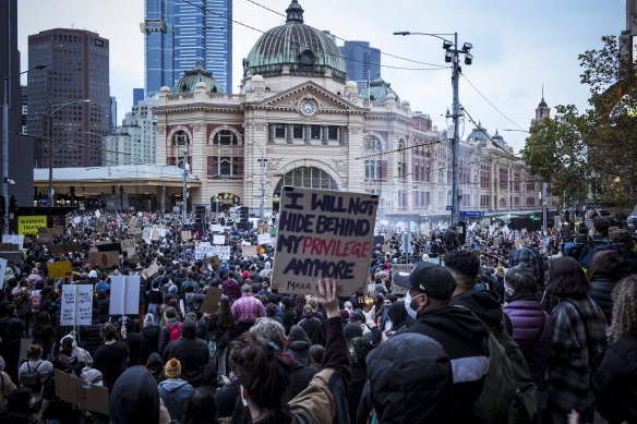 Thousands marched the streets of Melbourne to protest Indigenous deaths in custody and to stand in solidarity with George Floyd.