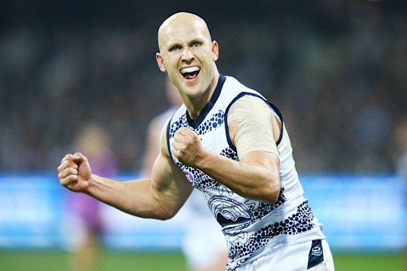 Gary Ablett jnr in his return season at Geelong in 2018.