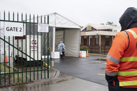 A pop-up testing site was established at East Preston Islamic School on Saturday, with all students and families from the school to be tested.