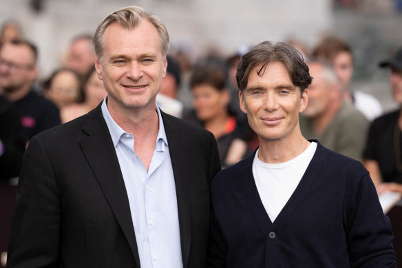 Oppenheimer director Christopher Nolan with Cillian Murphy.