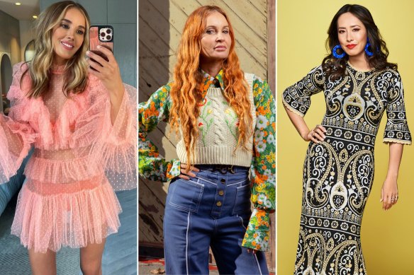 Bec Judd (left) and Melissa Leong (right) have been among the celebrities to pay tribute to Alice McCall (centre), who announced over the weekend she is closing down her label.