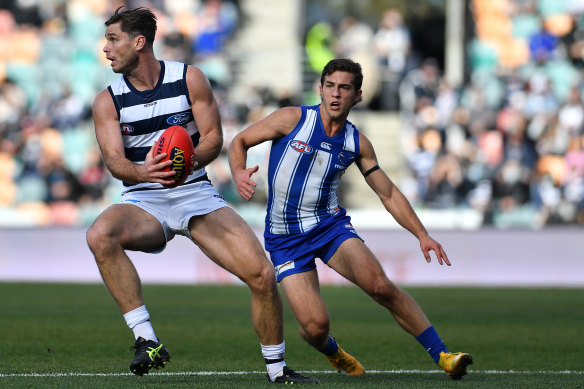 Geelong thumped North Melbourne by 10 goals in Hobart.