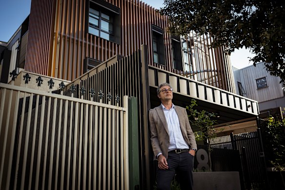 St Kilda Community Housing chief executive Andrew D’Arcy outside Madden House, which provides 26 self-contained units with on-site support services for rough sleepers with complex issues.