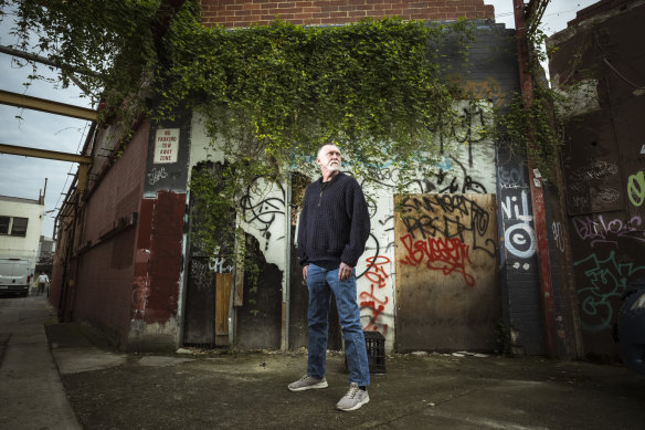 Warren Penna outside the former Forges site in Footscray, where land banking is increasingly becoming an issue.