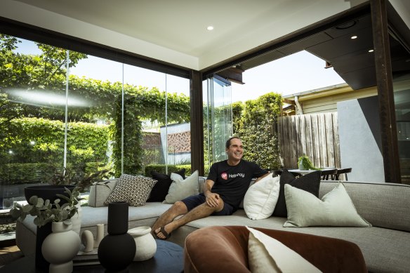 Andrew Ellett inside his home that sold $1.15 million above reserve.