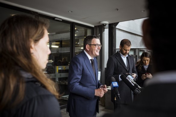 Victorian Premier Daniel Andrews speaking to the media.