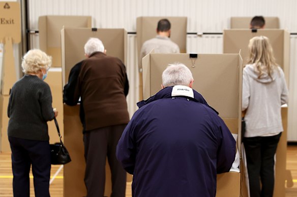 Australians at a voting station in Sydney.