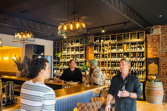 Yarra Valley Wine Co.'s library-like wall of wine.