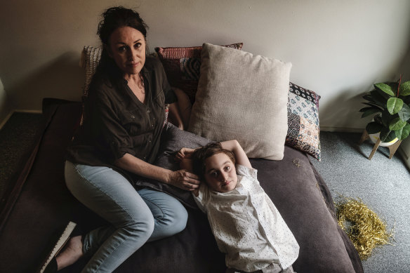 Deborah Frith with her son Jacob, 8. 