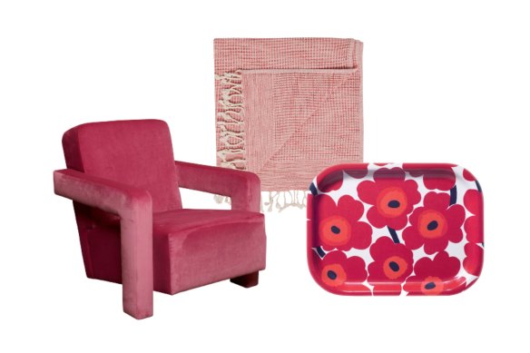 “Betsy” armchair; “Little Cove” towel; “Unikko” tray.