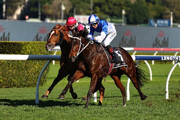 Kerrin McEvoy wins on All Kinds of Folk on Saturday.