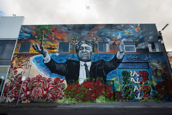 The mural on the Franco Cozzo Footscray building.