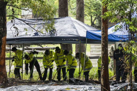 Police search alongside a creek on the NSW Mid North Coast. 