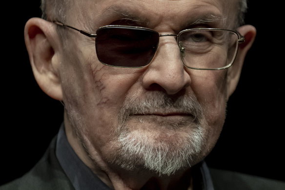 Author Salman Rushdie in Berlin in May 2024 while promoting his book about the attack.
