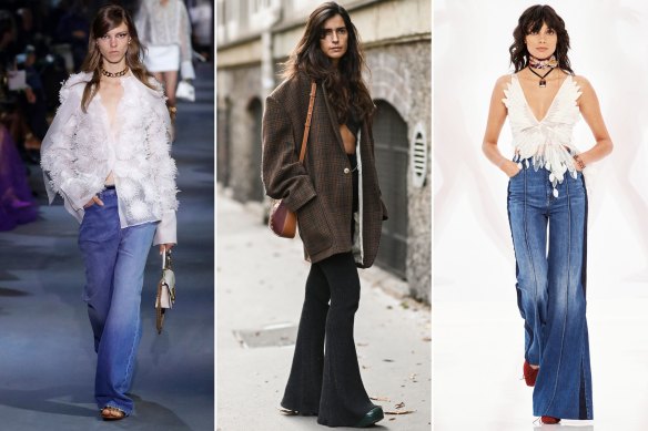 Jeans of the season: Valentino runway spring 2022; Street style at Paris Fashion Week; Zimmermann spring 2022.