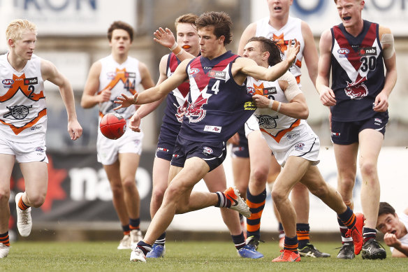 Finn Maginness (centre) was a father-son selection for Hawthorn.