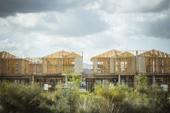 Homes under construction near Melton. The suburb is in one of seven local government areas that currently receive developer contributions to local infrastructure.