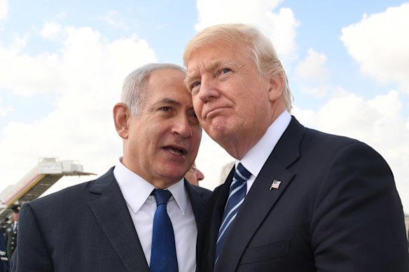 Netanyahu with US President Donald Trump in Israel in 2017.