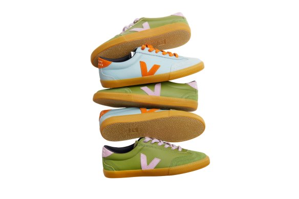 Coloured kicks are having a moment, as in this Veja x Make My Lemonade collab.