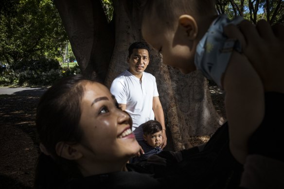 Noor Mohammad Ramazan and his family - wife Masuma Panahi, five-year-old Daniel and six-month-old Diana  - arrived from Afghanistan on an evacuation flight in September and are looking to start a new life in Melbourne. 