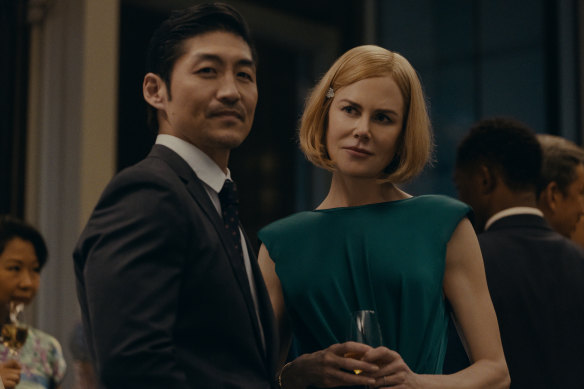 Brian Tee as Clarke and Nicole Kidman as Margaret in <i>Expats</i>.