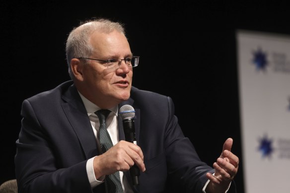 Prime Minister Scott Morrison speaking in Melbourne earlier this week.