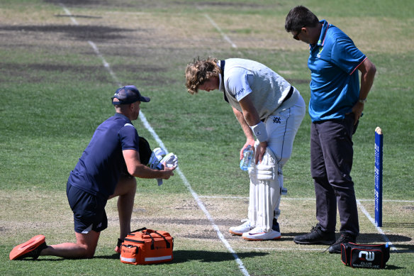 Will Pucovski was hit on the helmet  batting for Victoria last Sunday – the 12th time he’s been diagnosed with concussion.