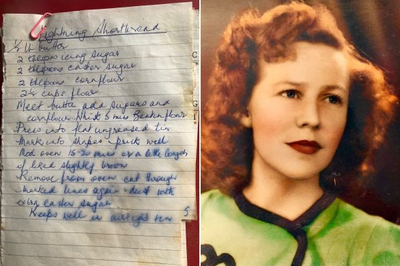 The Lightning Shortbread recipe Susan still uses today, one written down as a favourite by her mother Judy.