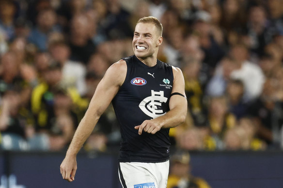 Harry McKay reacts during the season-opening draw with Richmond.