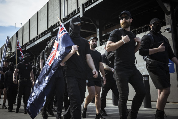 Neo-Nazis marching. 
