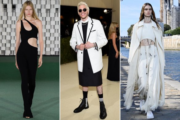 Breaking the rules. These looks won’t make it into the Members Stand: Stella McCartney runway; Pete Davidson at The Met Gala; Chloe runway.
