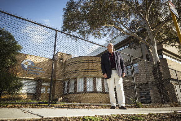 Local community advocate Neil Head outside the former Sunshine Technical School on Derby Road, Sunshine, which was not recommended for state heritage listing earlier this year.