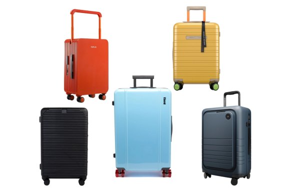 AIDAN The Signature Series “M” Case; Tuplus Line S carry-on case; Floyd check-in suitcase; Horizn Studios “Circle One” suitcase; Monos “Carry-on Pro Plus”.