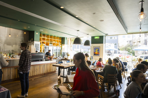 Tapenade occupies a ground floor space in the Chevron Apartments building.