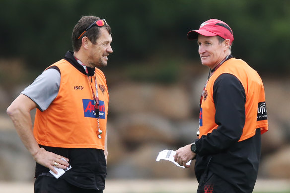 Worsfold with one of his assistants, Mark Harvey.