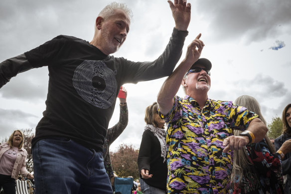 The crowd enjoys the music of Kush singer Jeff Duff at Sunbury ’24.