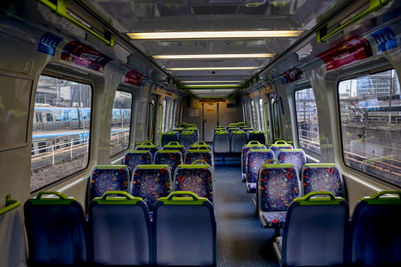 The city's trains are empty during lockdown.