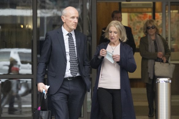 Annie Moylan’s parents Brian and Marg outside court on Monday. 