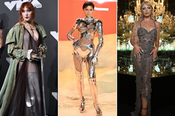 Medieval-inspired fashion: Chappell Roan, Zendaya and Julia Fox.