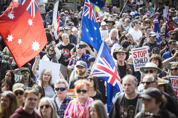 No campaigners walk to the steps of Parliament House in Melbourne.