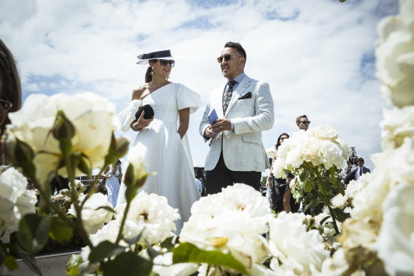 James O’Shea and Marita Ramia enjoy their first time at Flemington.